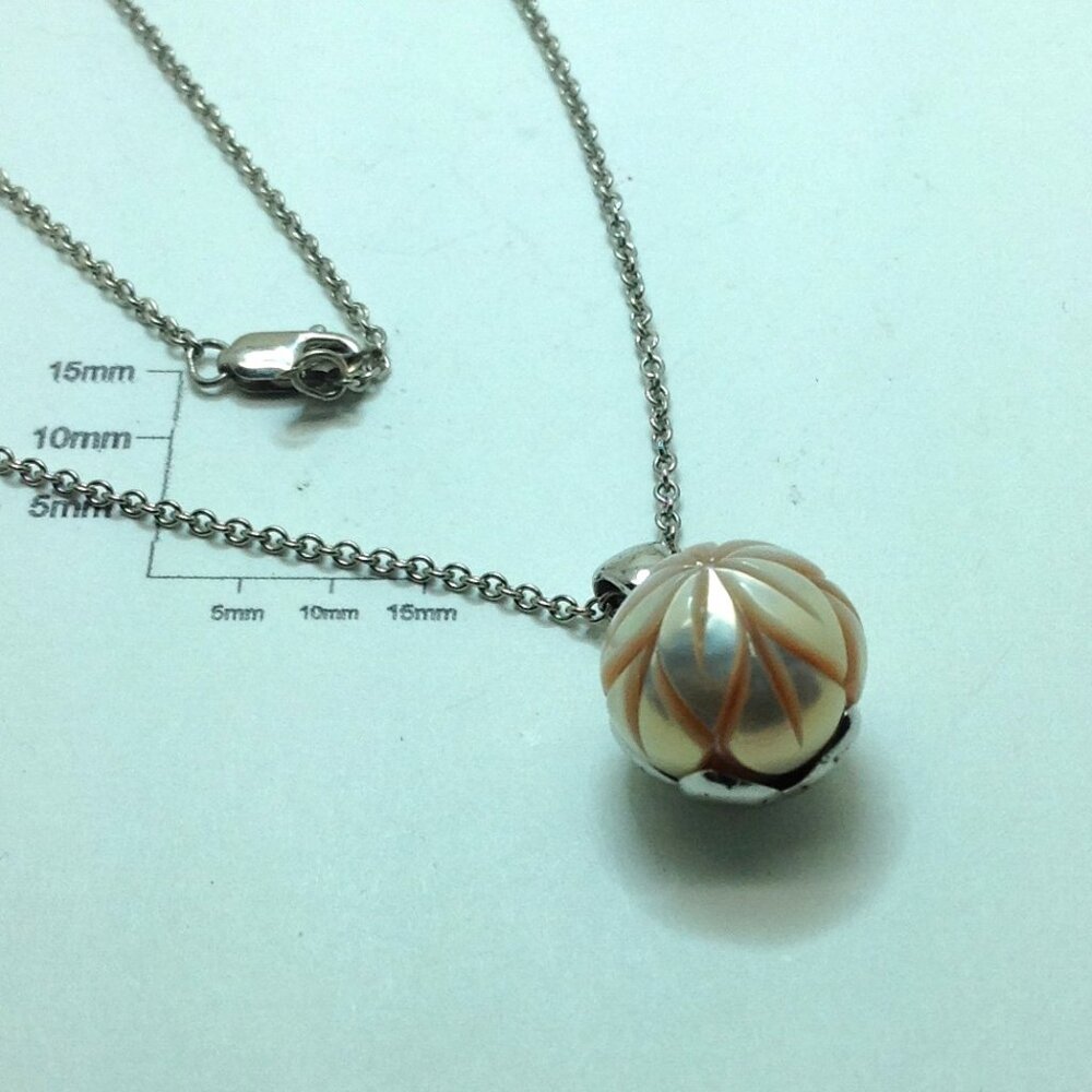Honora Carved Ming Pearl Sterling Silver Chain Pendant